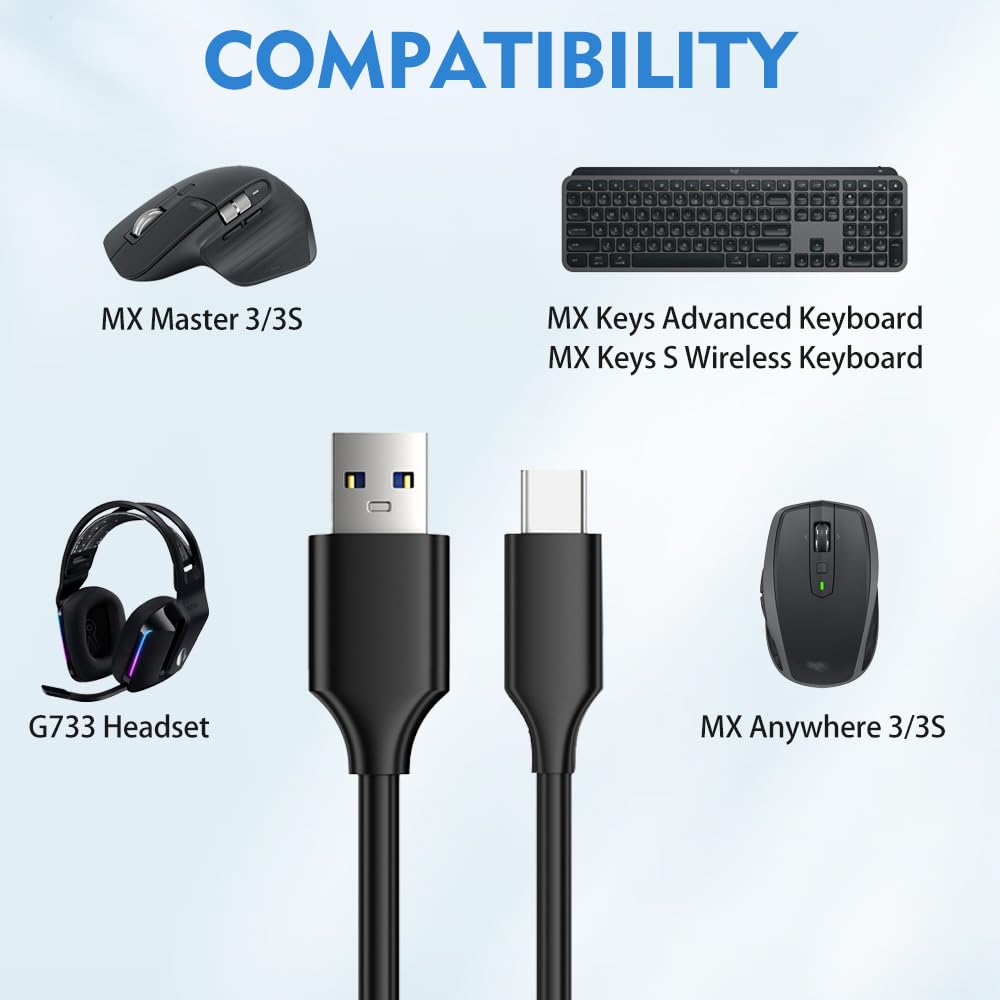 ロジクール MX Master 3S 本体 レシーバー 充電ケーブル Amazon.co.jp: CLANMOU USB-C 充電ケーブル Logitech MXキーキーボード